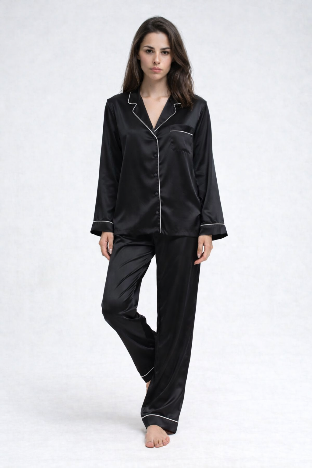 Premium Long Silk Pajamas Set