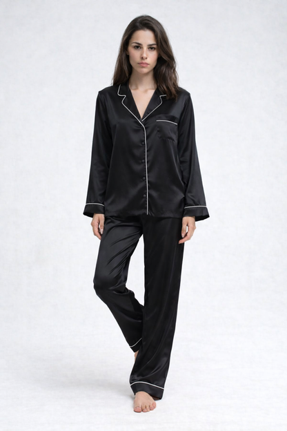 Premium Long Silk Pajamas Set