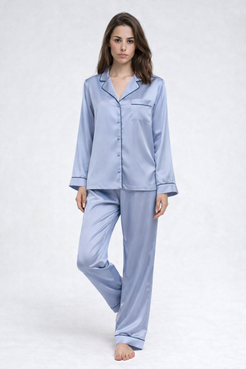 Premium Long Silk Pajamas Set