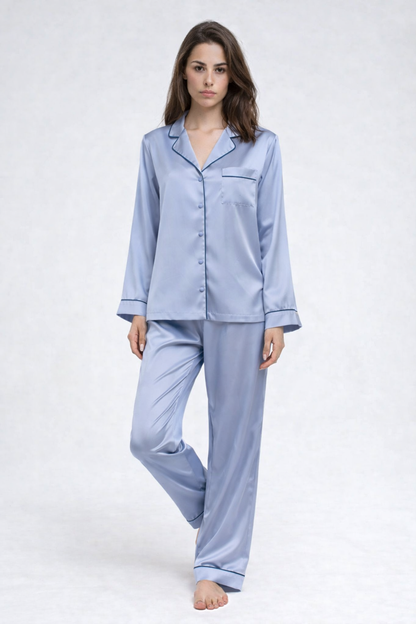 Premium Long Silk Pajamas Set