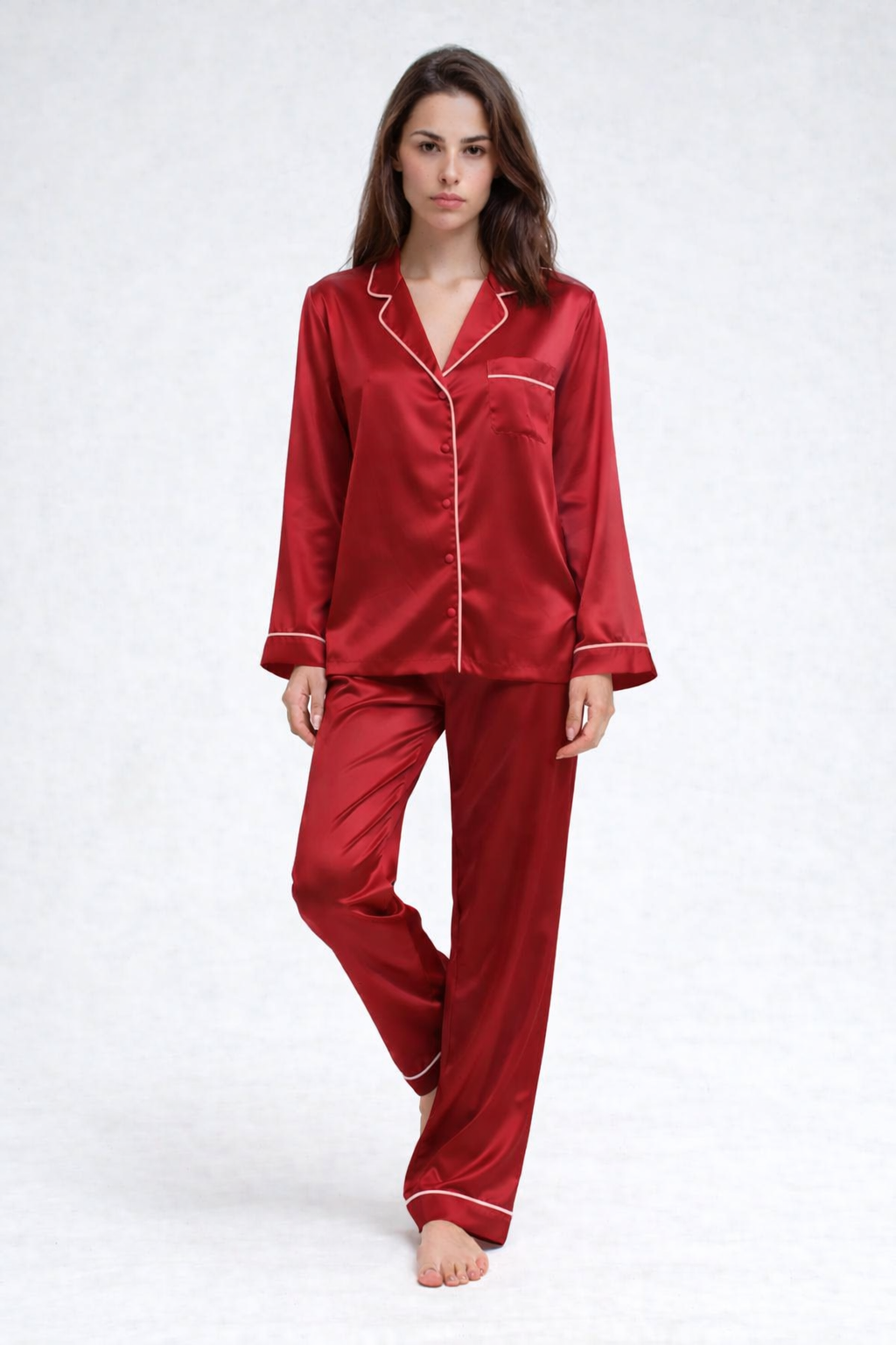 Premium Long Silk Pajamas Set